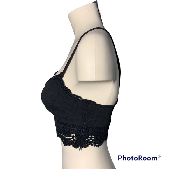 3/$30 Dynamite Crochet Crop Top Jet Black Bralette - Picture 7 of 15